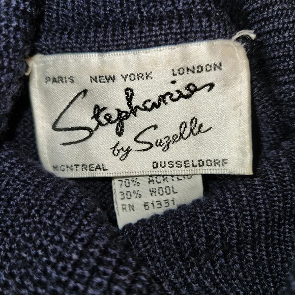 Vintage Stephanie by Suzelle Navy Wool Blend Dress Size M Destinations Details - Picture 10 of 12